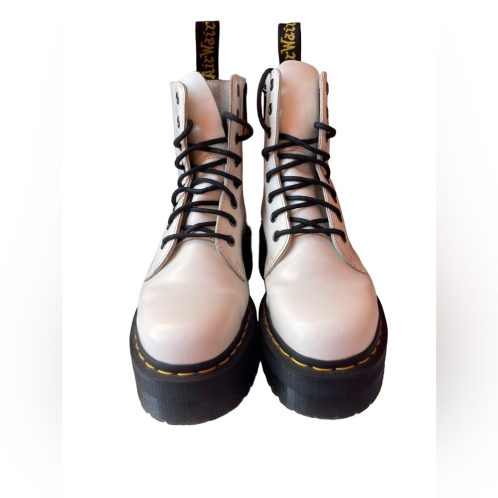 Doc Dr Martens Jadon White Leather Platform Lace Up Combat Boots Women's Size 6